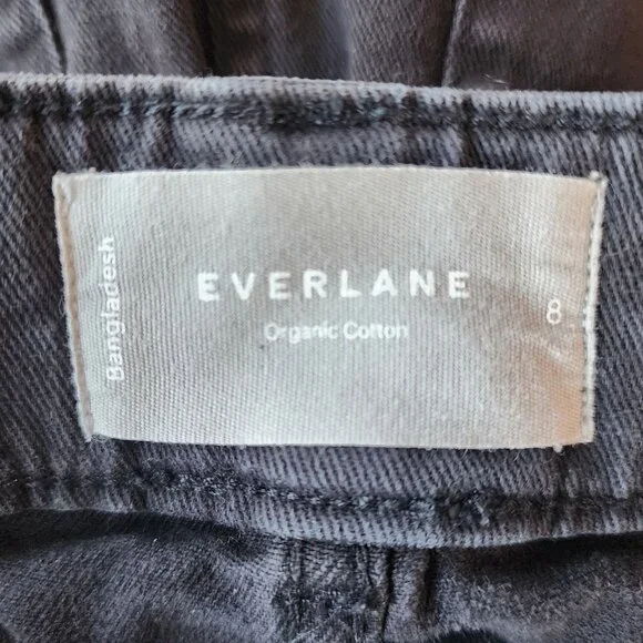 Everlane The Organic Cotton Wide-Leg Twill Black High Rise Pants Womens 8 - Picture 5 of 8